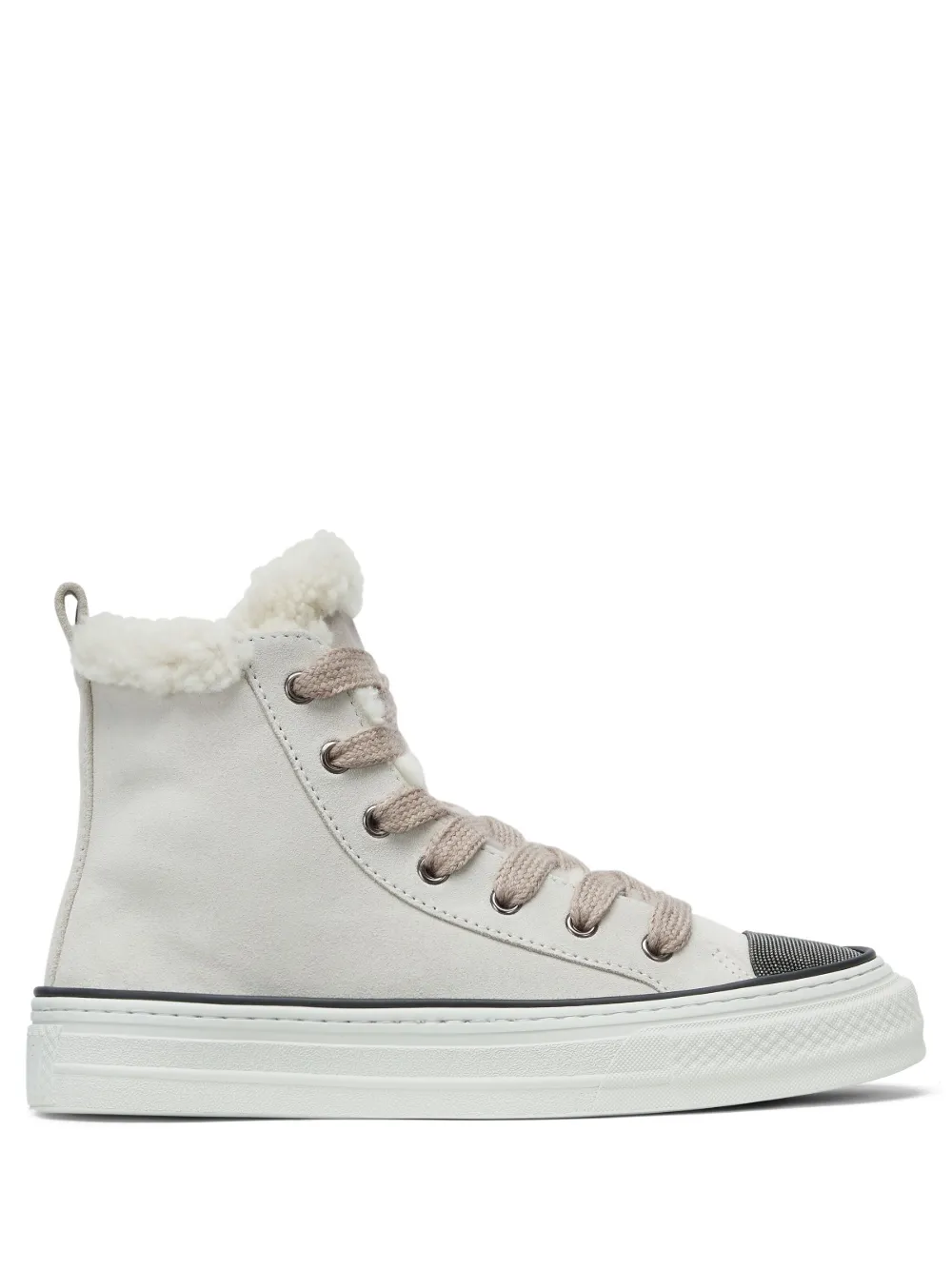 Brunello Cucinelli panelled lace-up sneakers Neutrals