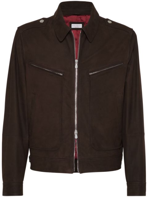 Brunello Cucinelli leather shirt jacket Men