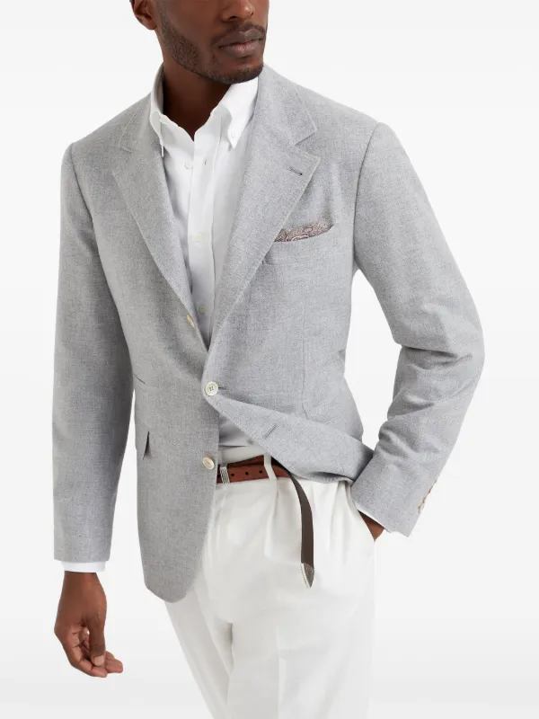 Brunello Cucinelli single-breasted Blazer | Grey | FARFETCH ID