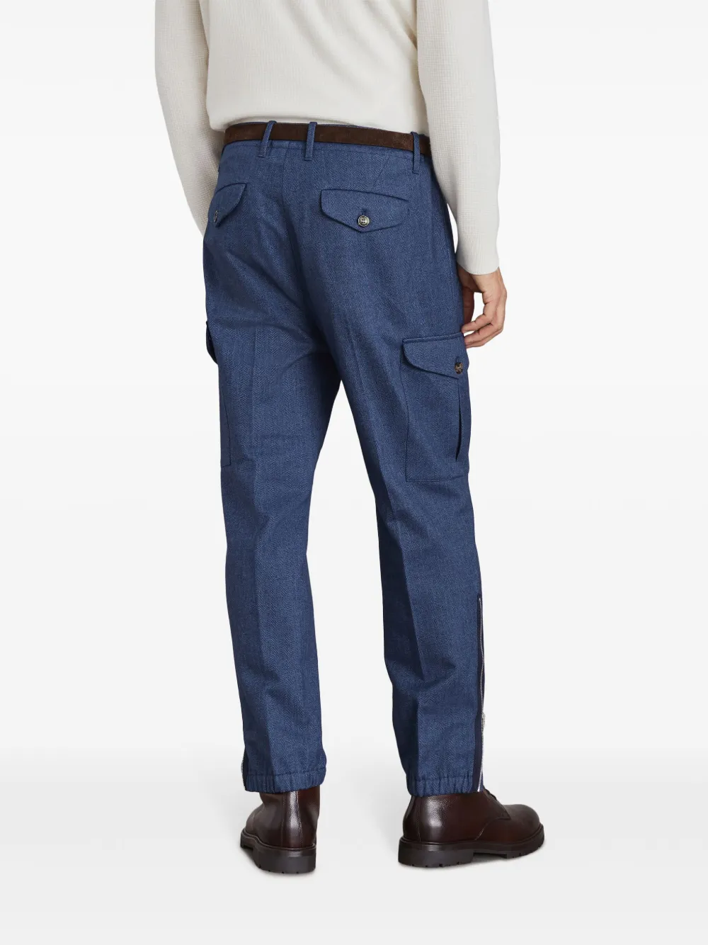 Brunello Cucinelli Broek met toelopende pijpen Blauw