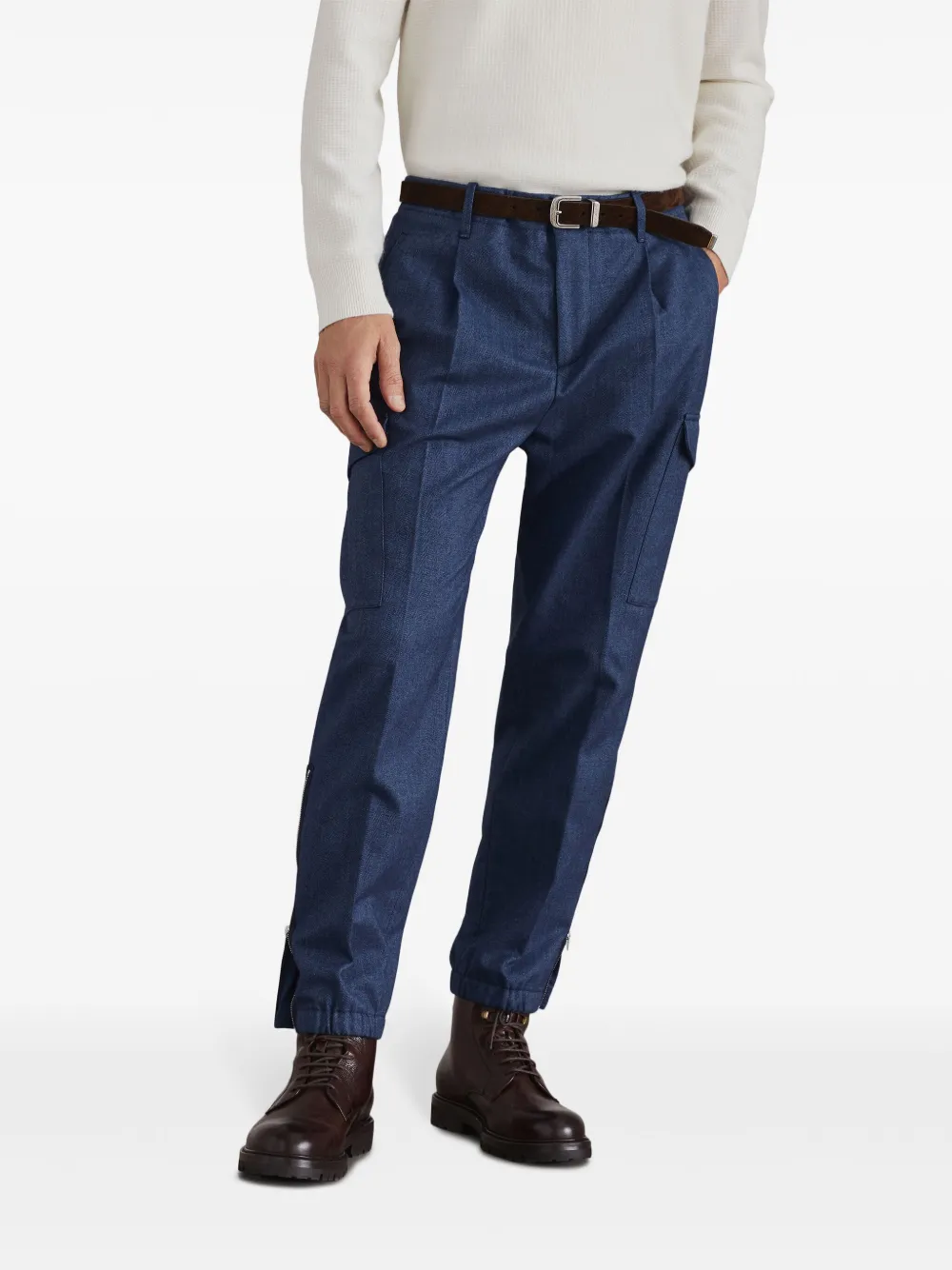Brunello Cucinelli Broek met toelopende pijpen Blauw