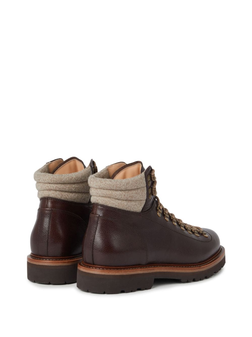 Shop Brunello Cucinelli Lace-up Leather Boots In Braun