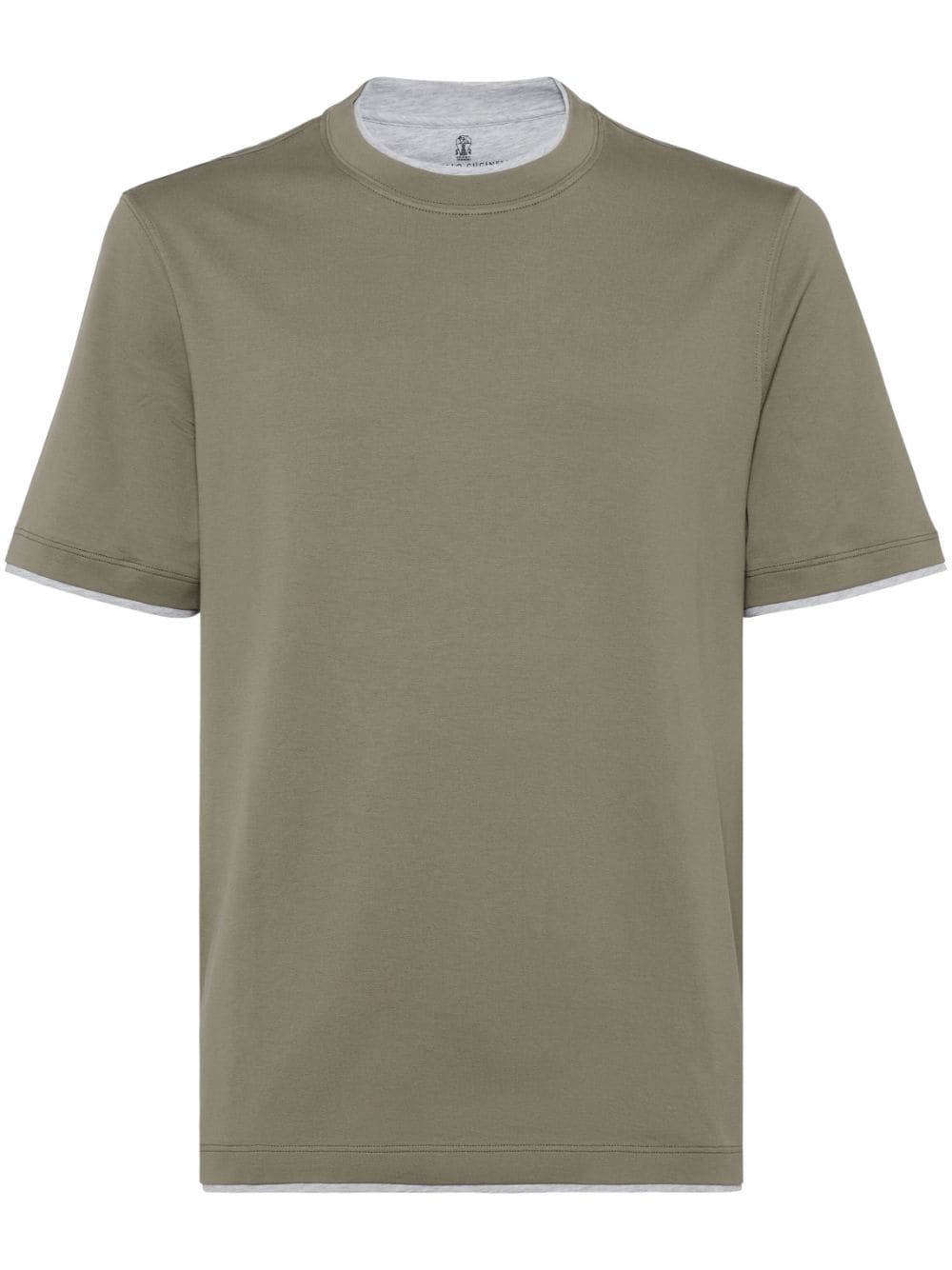 Brunello Cucinelli T-shirt met contrasterende afwerking en ronde hals Groen