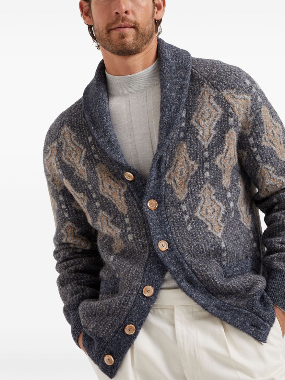 Brunello Cucinelli intarsia-knit cardigan Men