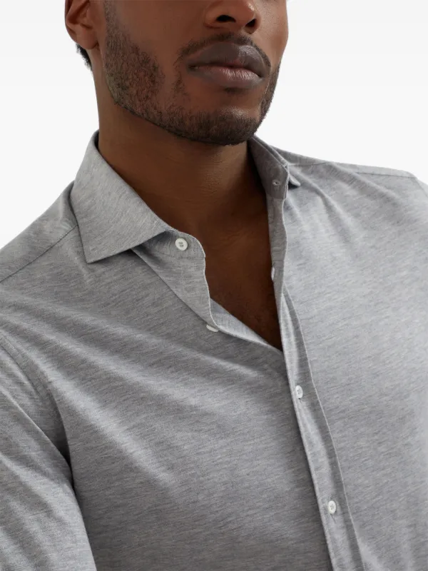 Brunello Cucinelli silk-cotton Blend Shirt | Grey | FARFETCH GE
