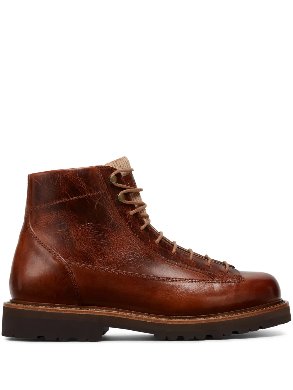 Brunello Cucinelli lace-up leather boots Brown