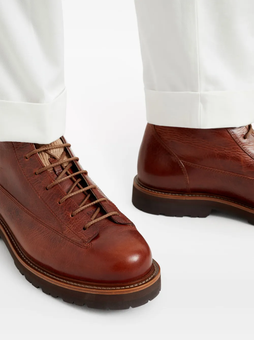 Brunello Cucinelli Leren veterlaarzen Bruin