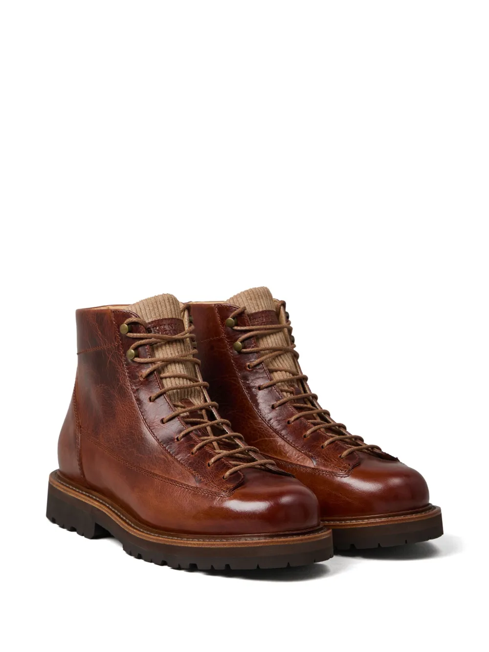 Brunello Cucinelli Bota de couro com cadarço | Bota biker | Image 2