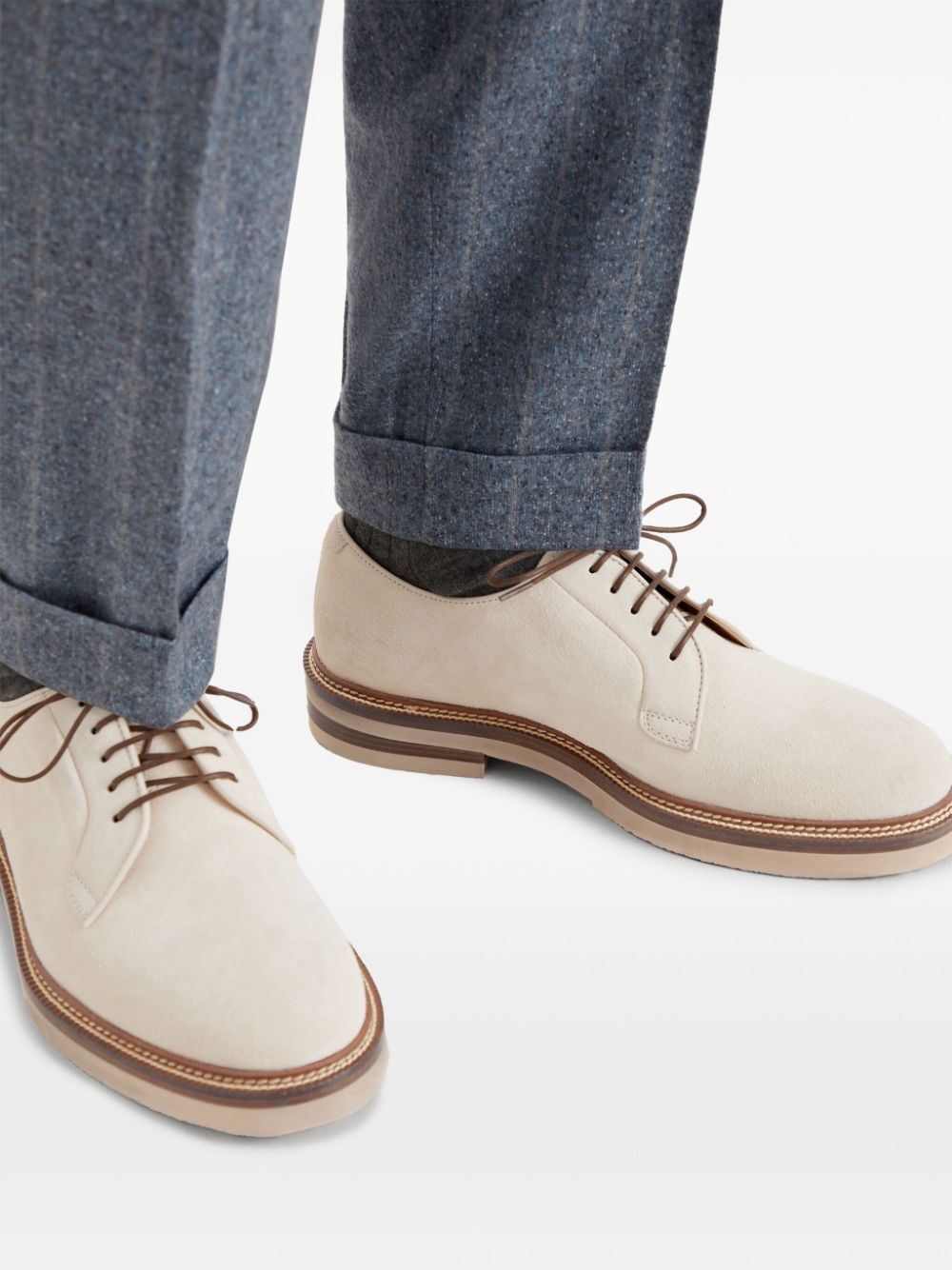 Brunello Cucinelli Suède derby schoenen Beige