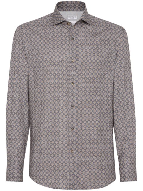 Brunello Cucinelli geometric-pattern cotton shirt