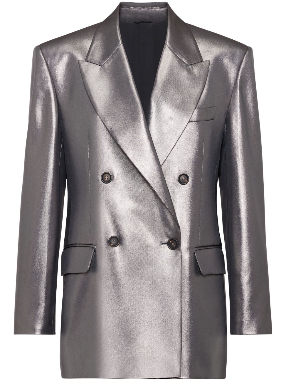 Brunello Cucinelli double-breasted metallic blazer - Grey