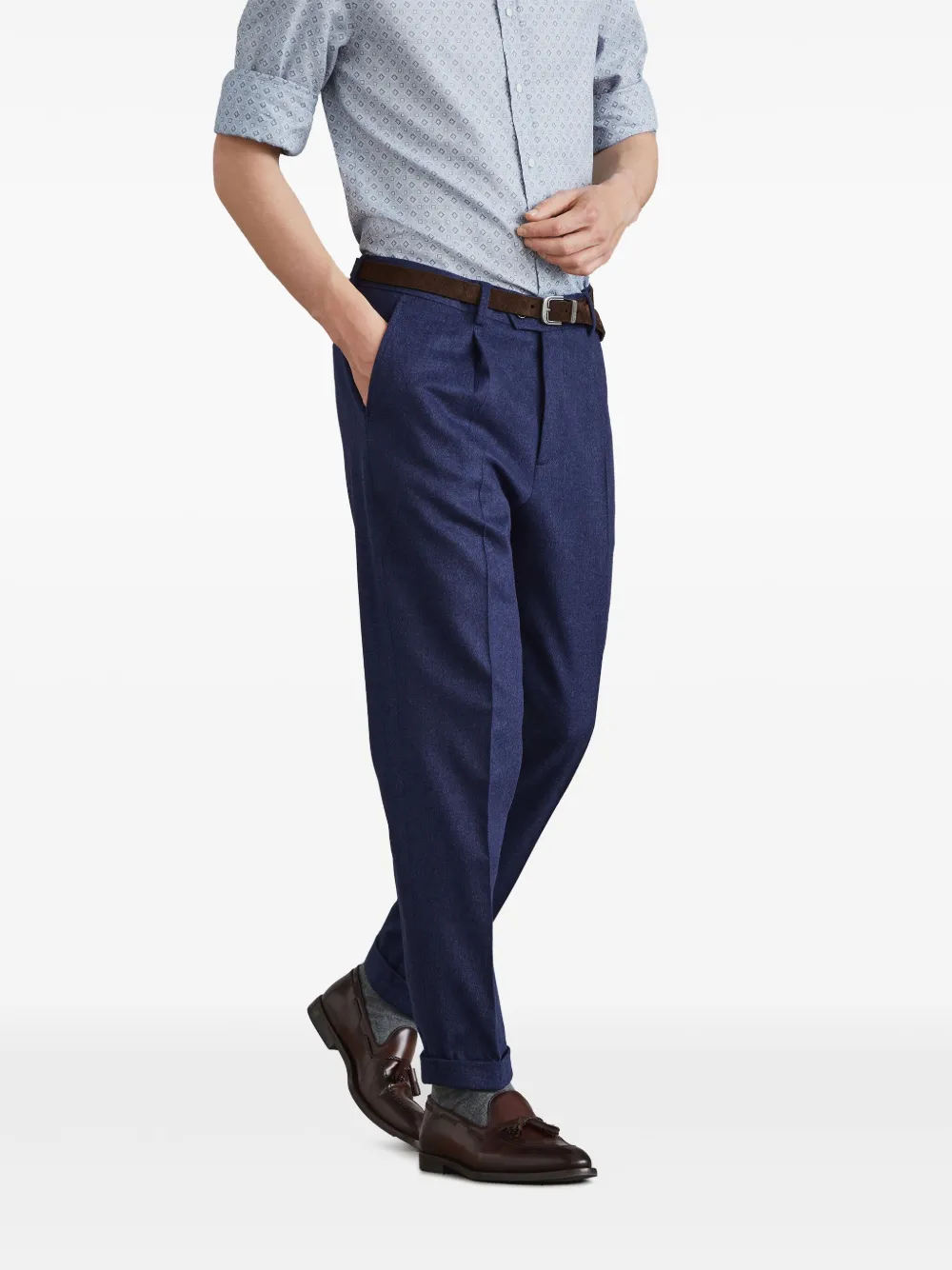 Brunello Cucinelli Wollen-kasjmier pantalon Blauw