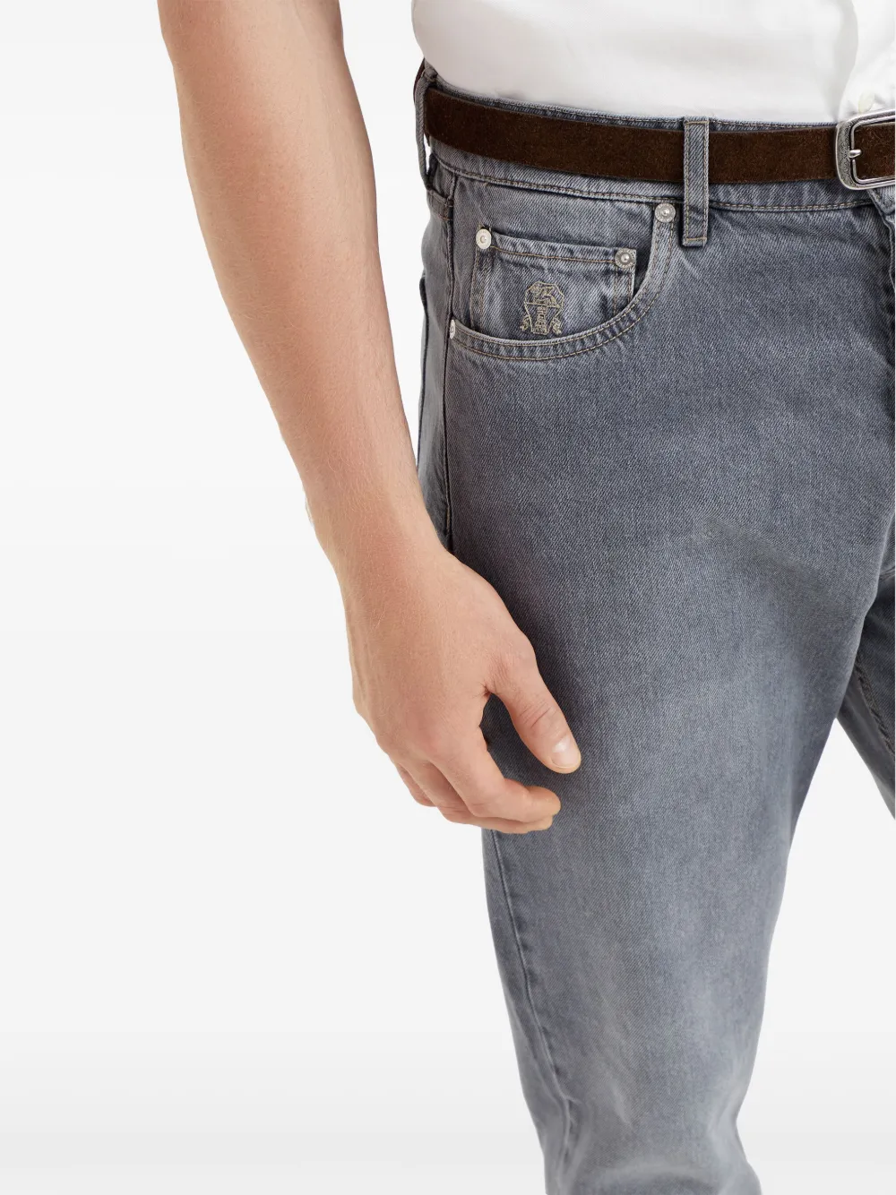 Brunello Cucinelli Jeans met omgeslagen zoom Grijs