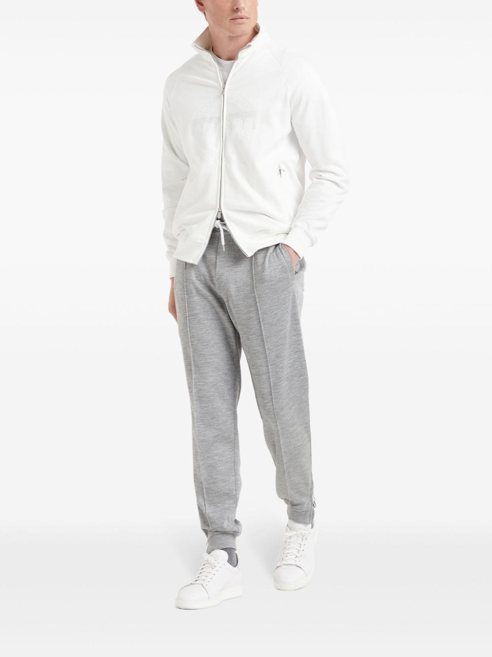 Brunello Cucinelli pressed-crease drawstring trousers - Grijs