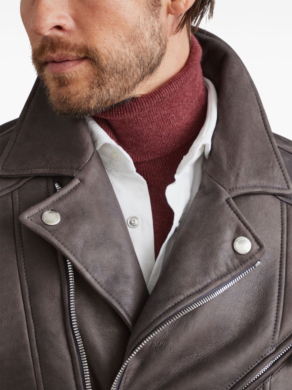 Brunello Cucinelli shearling-lined leather jacket Men