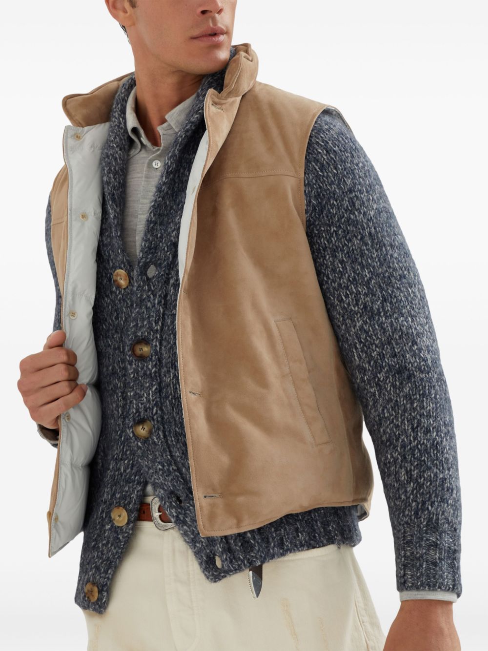 Brunello Cucinelli padded leather gilet Men