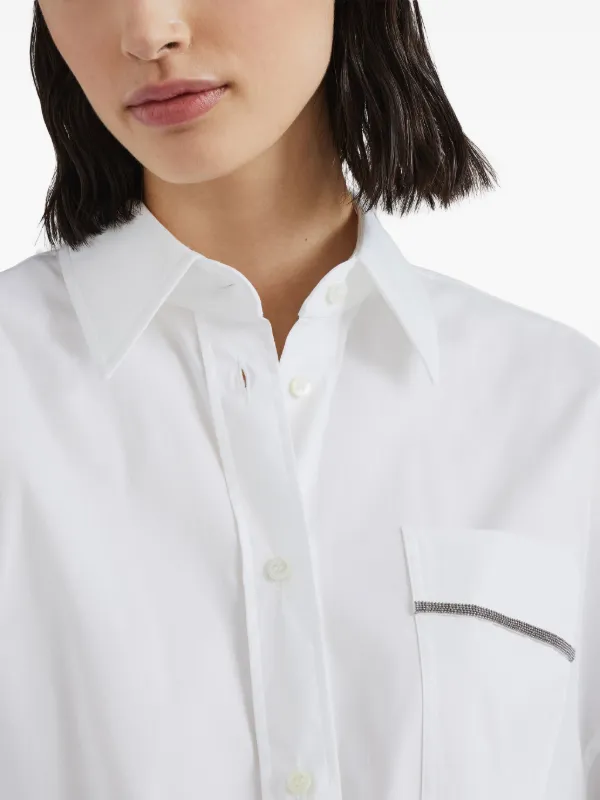 ワンピース BRUNELLO CUCINELLI Camicia con dettaglio catena di monili Brunello Cucinelli Camicia Con Dettaglio Monili | Bianco