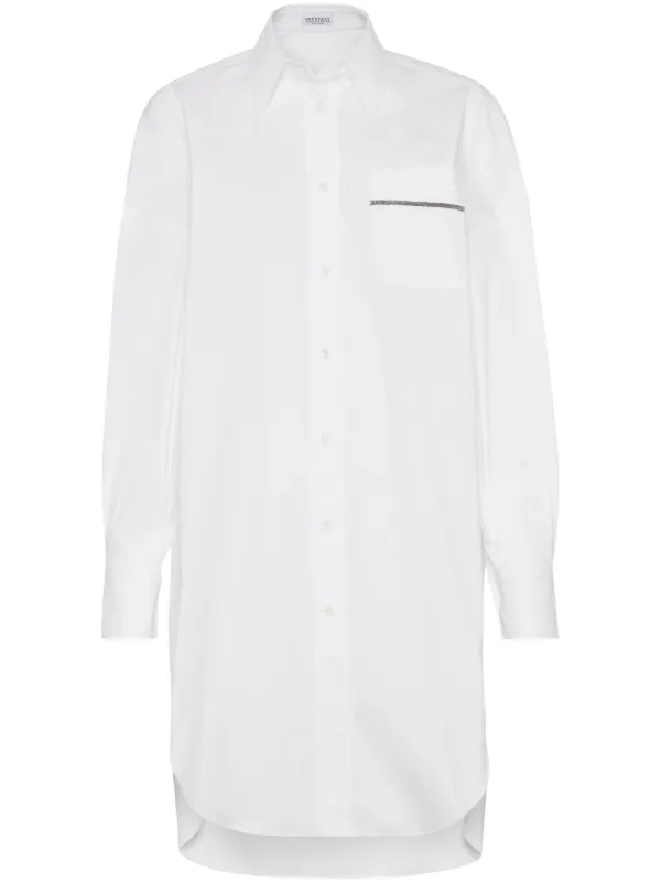 ワンピース BRUNELLO CUCINELLI Camicia con dettaglio catena di monili Brunello Cucinelli Camicia Con Dettaglio Monili | Bianco