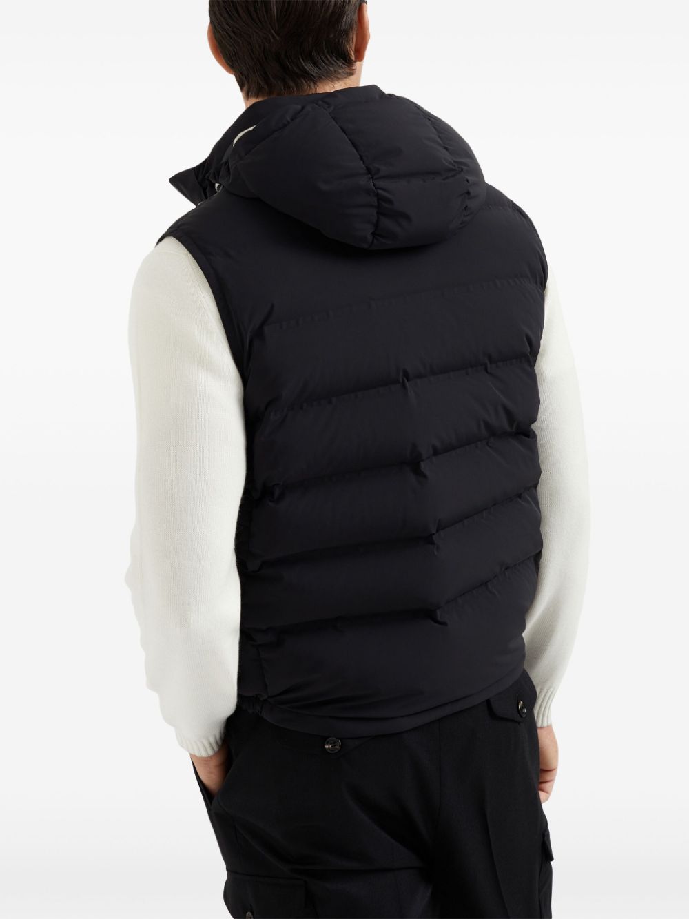 Shop Brunello Cucinelli Padded Hoodie Vest In Black