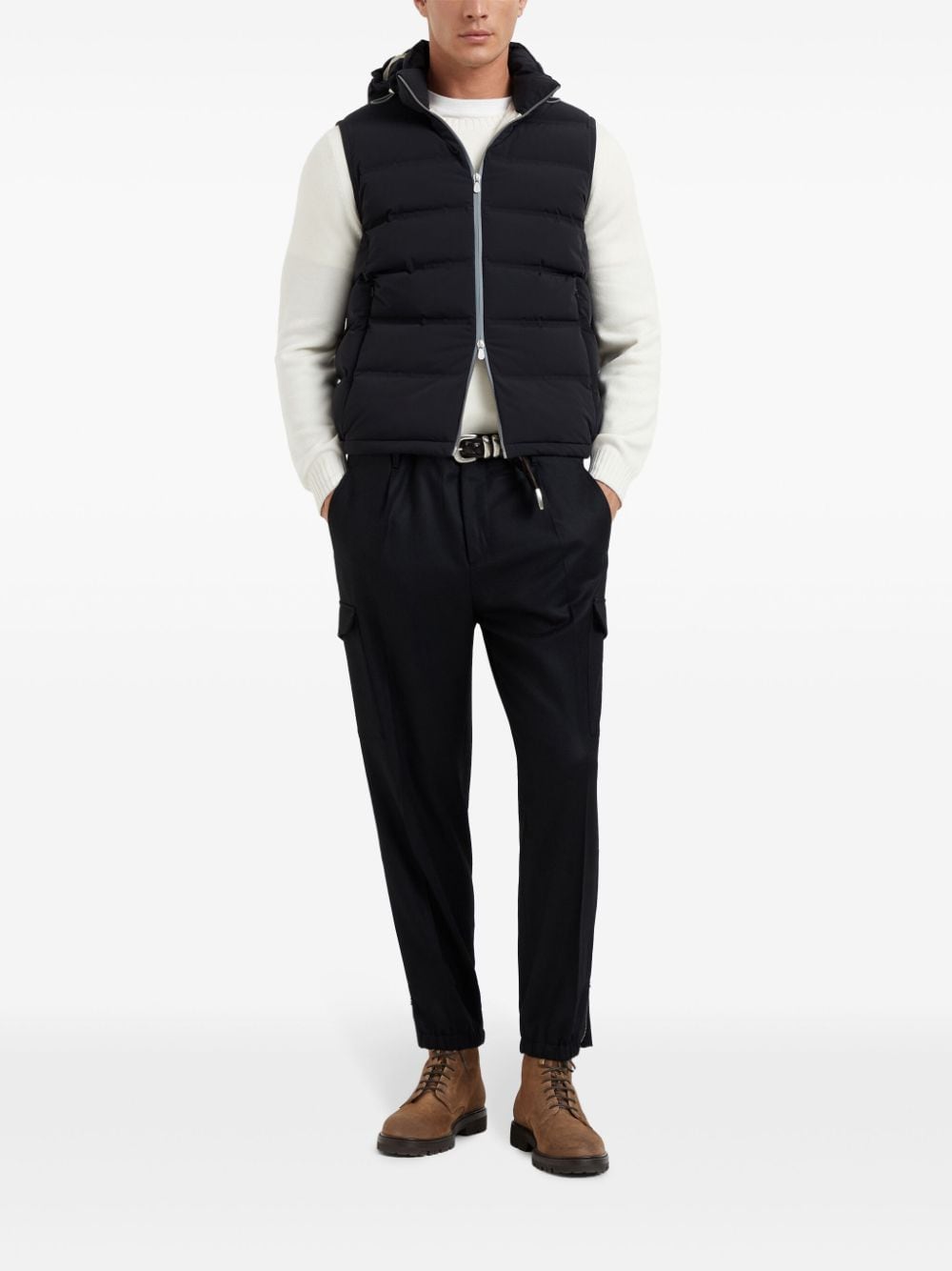 Brunello Cucinelli padded hoodie vest - Zwart