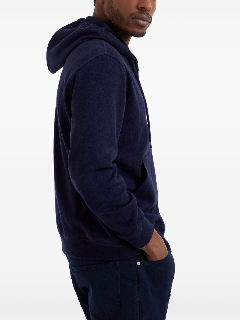 Shop Brunello Cucinelli Long-sleeve Cashmere Hoodie In Blue