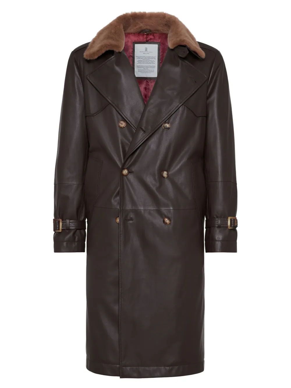 Brunello Cucinelli double-breasted leather coat Men