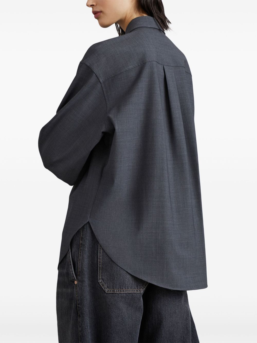 Shop Brunello Cucinelli Monili-detail Long-sleeve Shirt In Grey