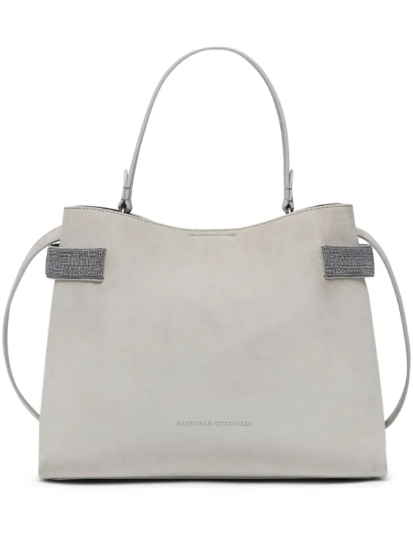 ショルダーバッグ・ポシェット BRUNELLO CUCINELLI GREY LEATHER SHOULDER BAG Brunello Cucinelli Large Mellow Leather Tote Bag | Grey