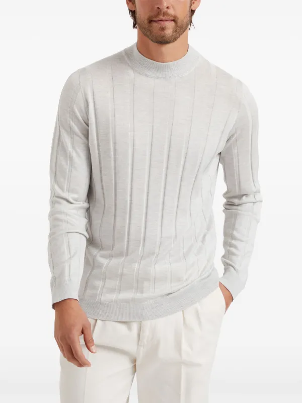 Brunello Cucinelli Ribbed Turtleneck Jumper | White
