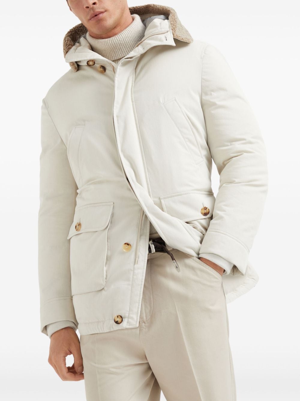 Shop Brunello Cucinelli Padded Jacket In White