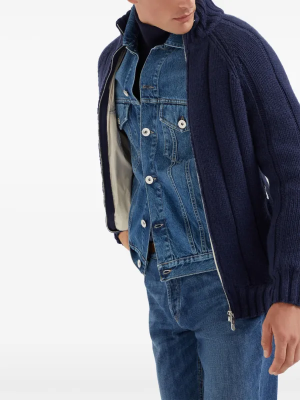 Brunello Cucinelli ribbed-knit Cashmere Jacket | Blue | FARFETCH
