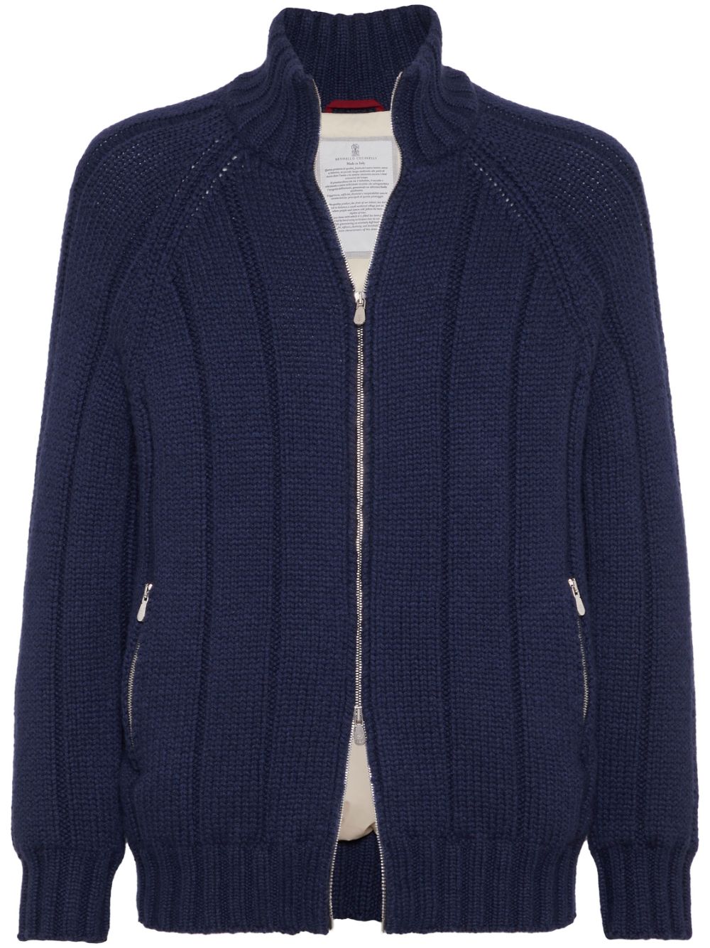 Brunello Cucinelli ribbed-knit cashmere jacket - Blue