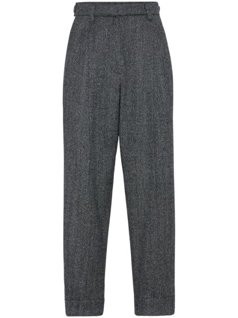 Brunello Cucinelli herringbone-pattern tailored trousers Women