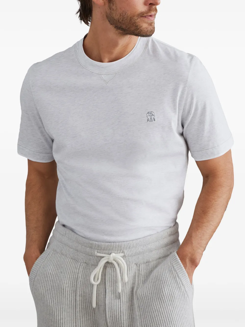 Brunello Cucinelli T-shirt met geborduurd logo Wit