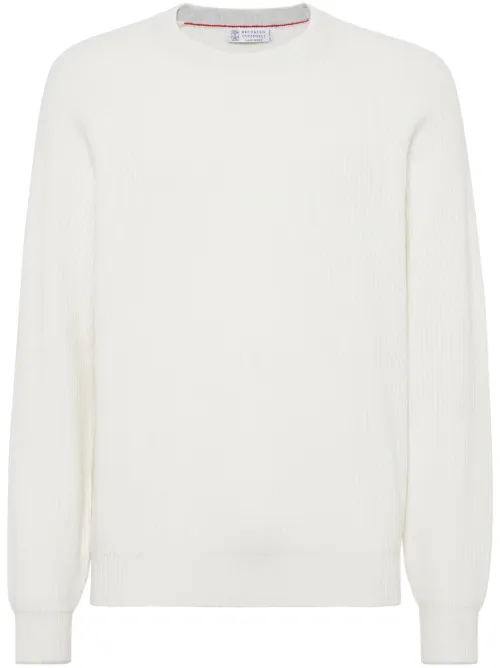 Pull nervuré à col rond - Brunello Cucinelli - Modalova