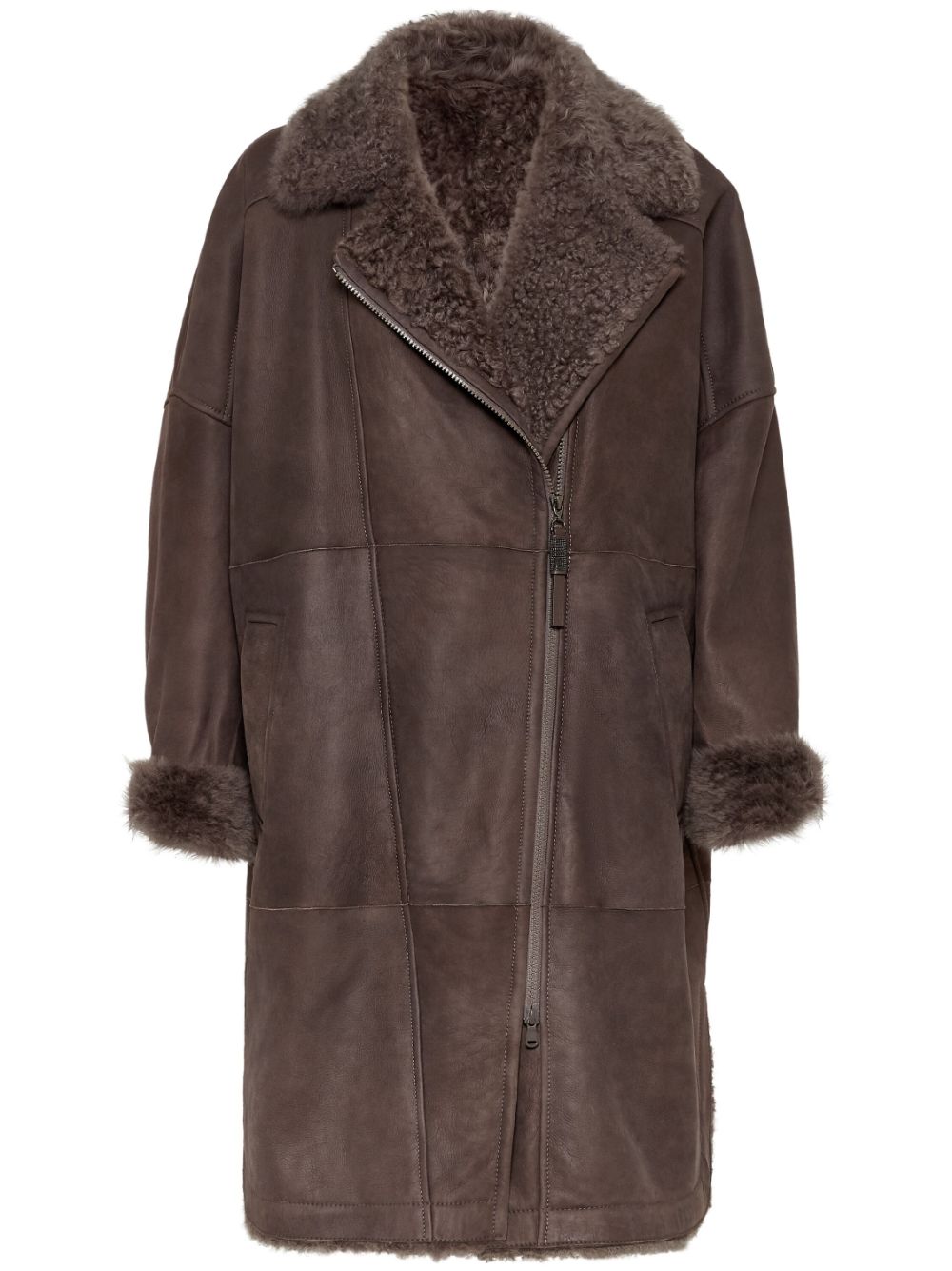 Brunello Cucinelli shearling-lined coat - Brown