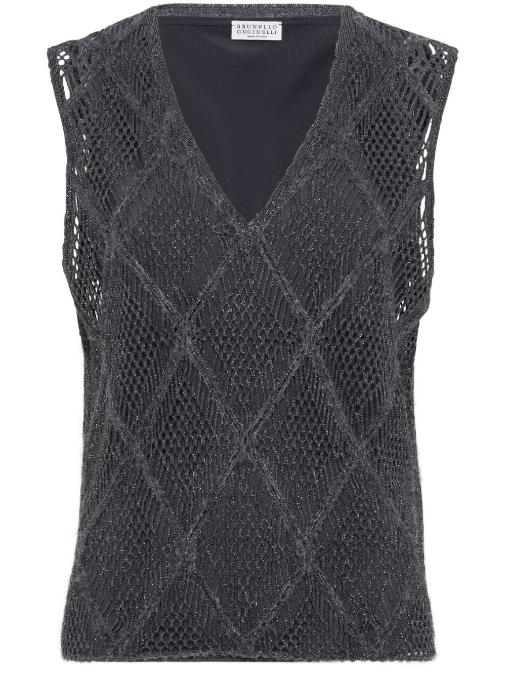 Brunello Cucinelli open-knit vest - Grey