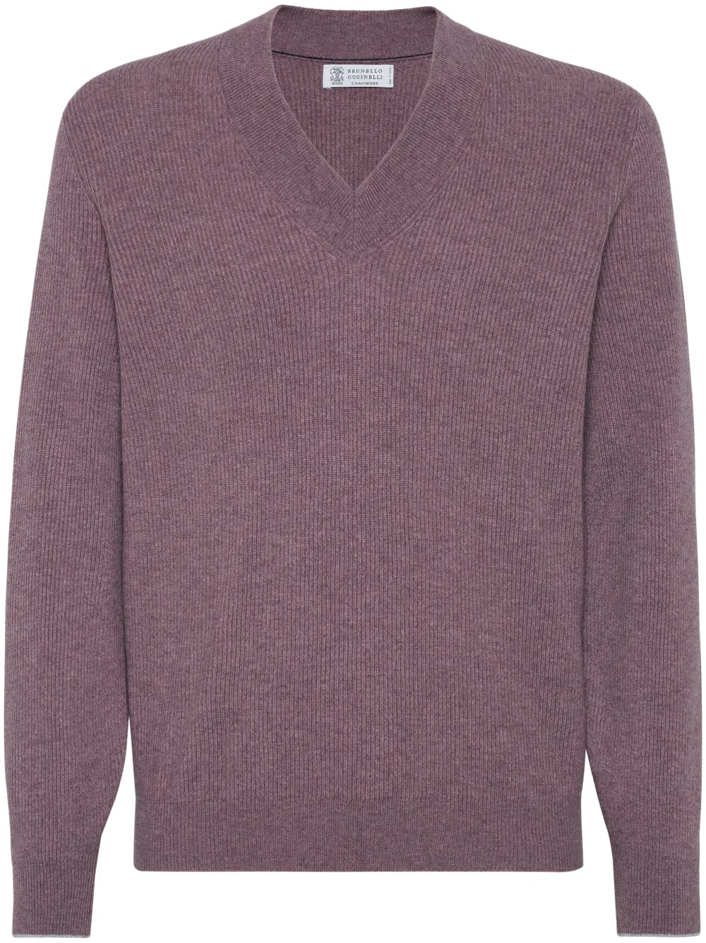 Brunello Cucinelli pull nervuré à col v | rouge | Image 1