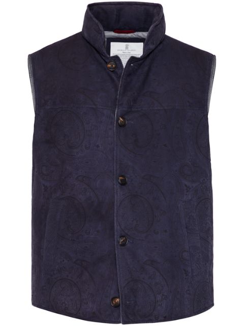 Brunello Cucinelli paisley-pattern leather gilet Men