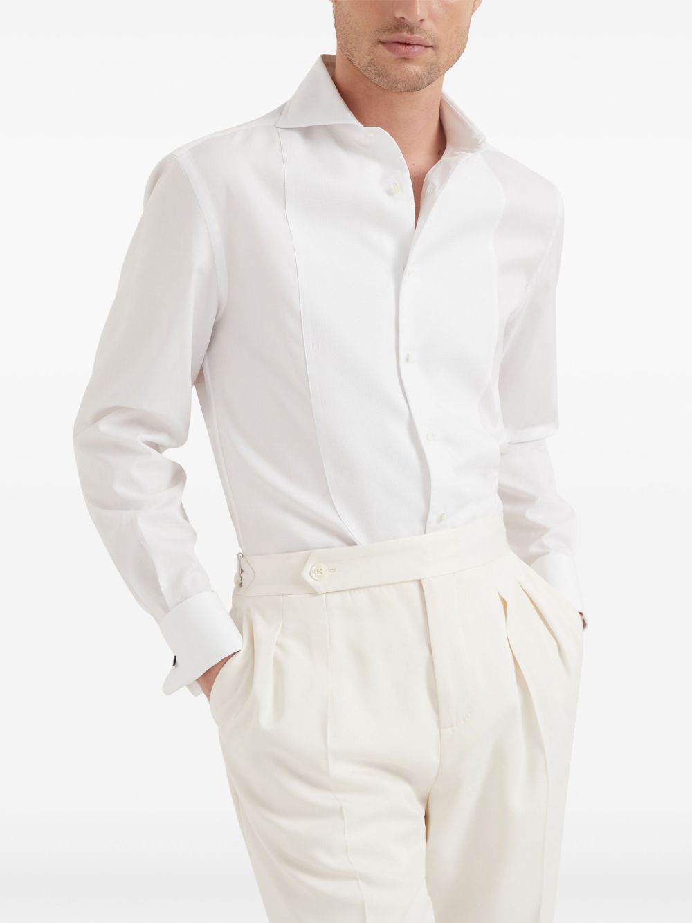 Brunello Cucinelli bib detail cotton shirt Men