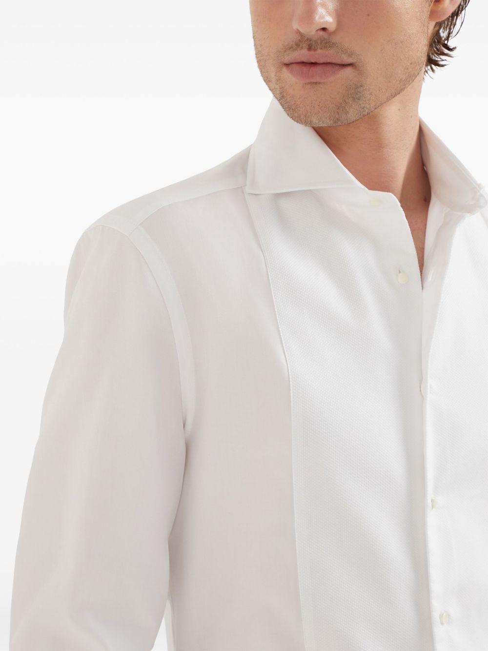 Brunello Cucinelli bib detail cotton shirt Men