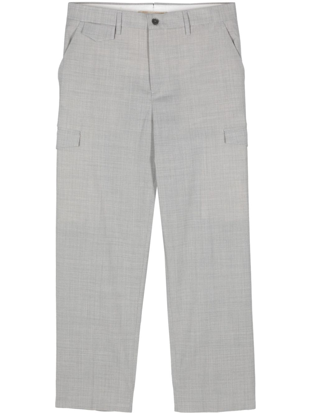 Briglia 1949 Mélange-effect Cropped Cargo Pants In Grey