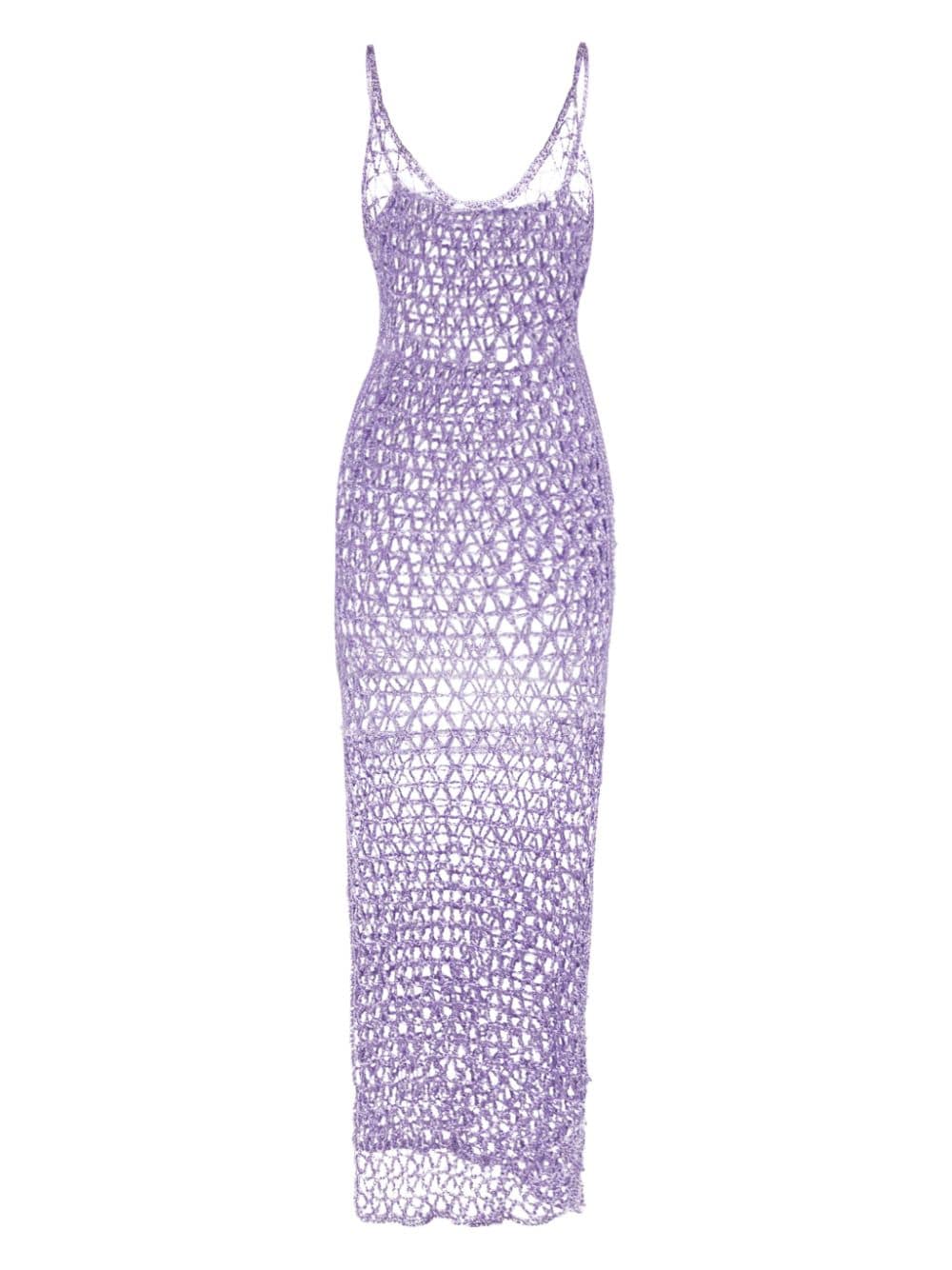 Paramidonna Gigi Crochet Silk Dress In Purple