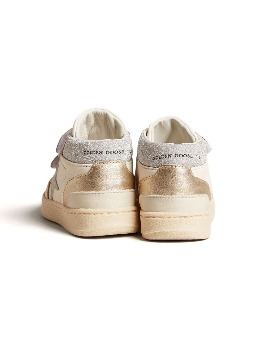 Golden Goose Kids June leren sneakers met glitter Goud