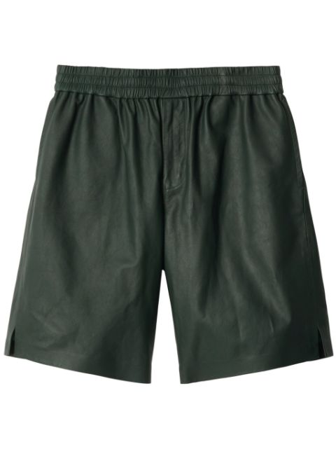 Burberry logo-debossed leather shorts Men