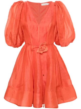 ZIMMERMANN floral-appliqu linen-blend Dress | Red | FARFETCH BN