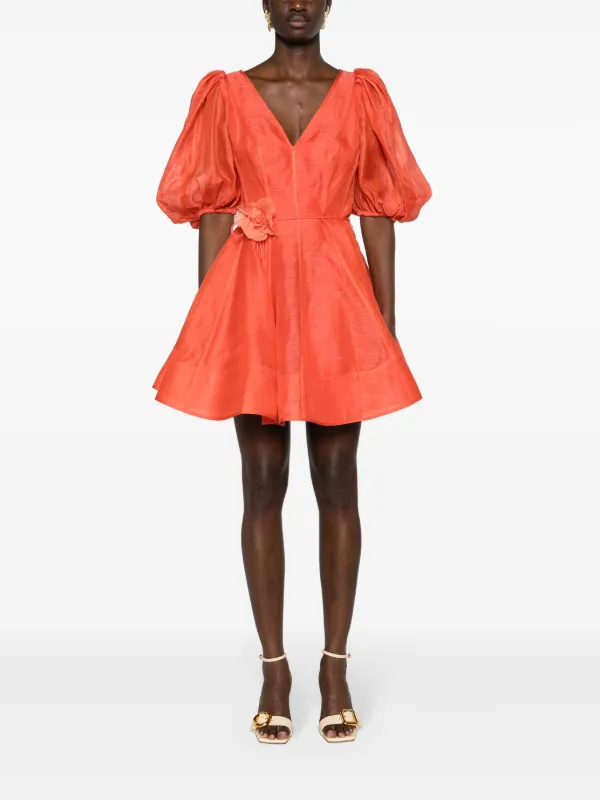 chinese dress ladies Zimmermann Alight Flare Mini Dress Red Floral