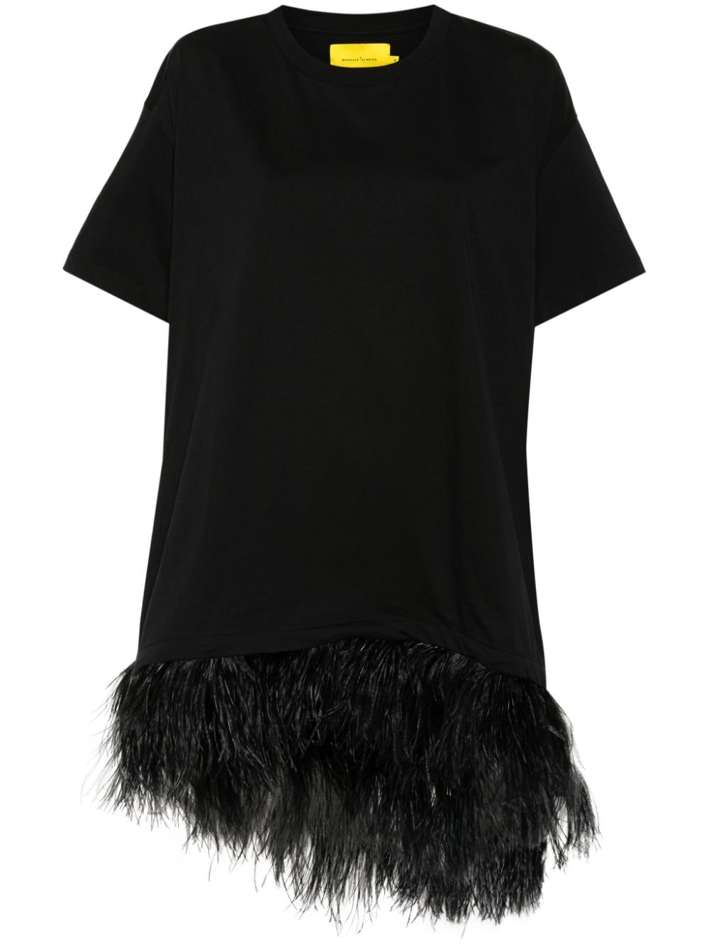 Marques' Almeida Feather-detail Mini Dress In Black