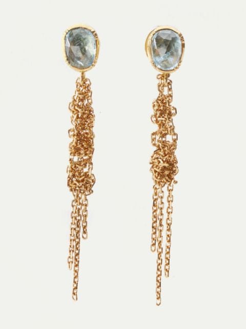 Brooke Gregson 18kt yellow gold Waterfall aquamarine drop earrings