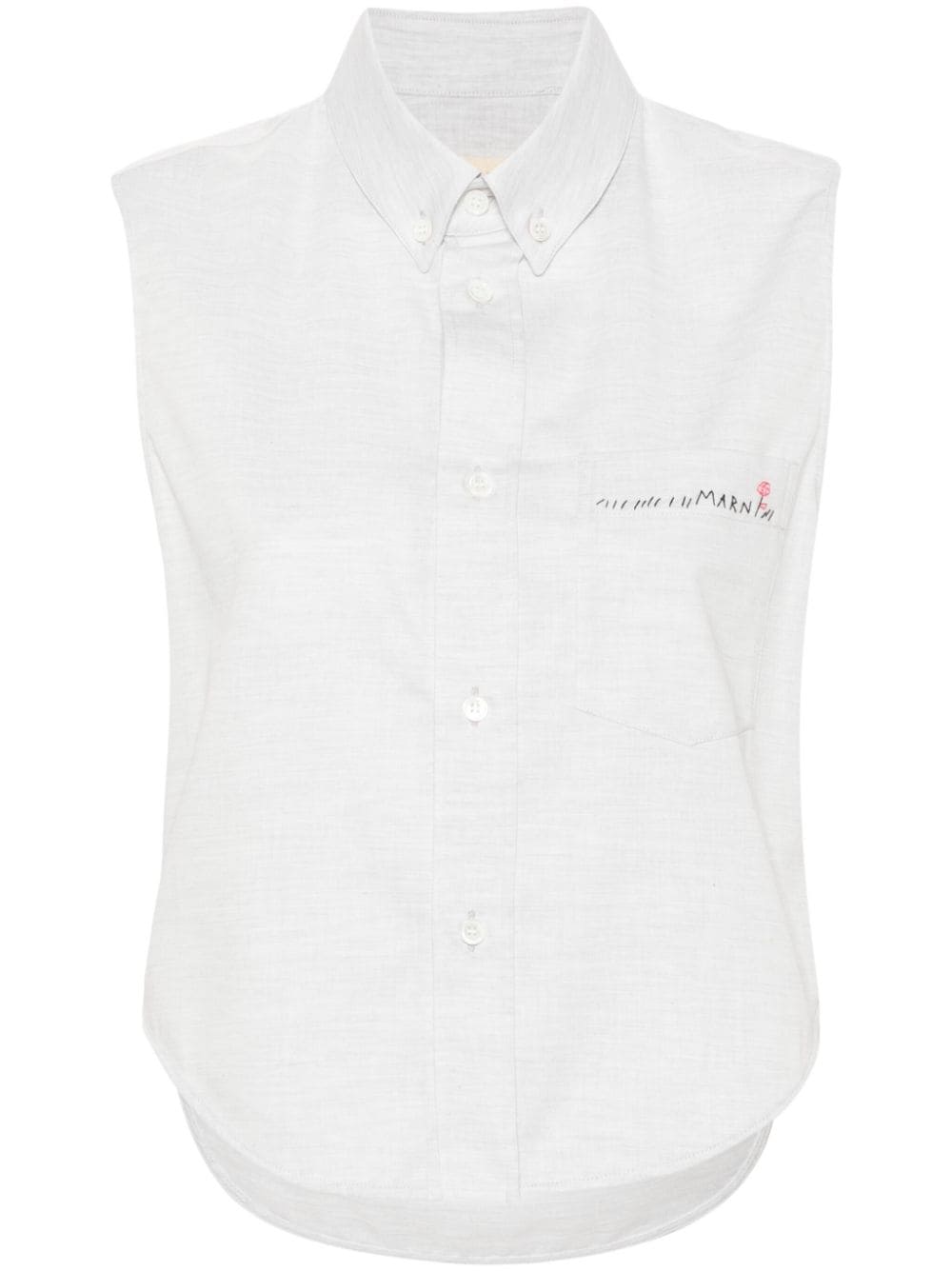 Marni logo-embroidered sleeveless shirt Grijs